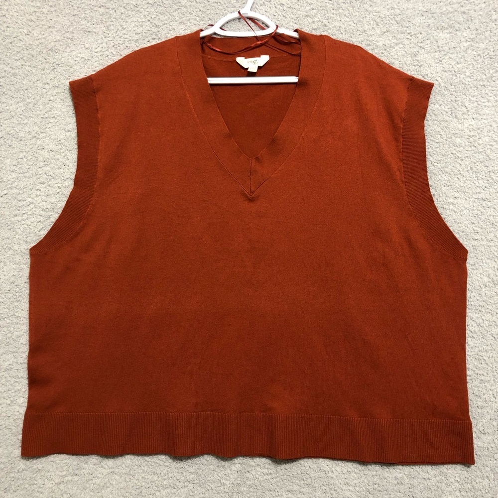 Terra & Sky Burnt Orange V-Neck Sweater Vest Size 4X Plus